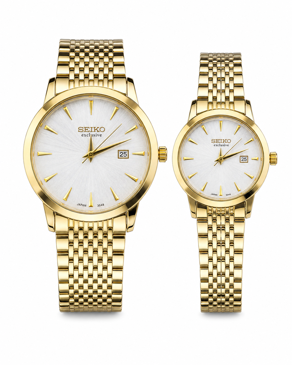 SEIKO(exclusive) Ref 3048 gold white ساعت مچی ست سیکو اکسکلوسیو اورجینال ژاپن سفید طلایی مدل 3048 - تصویر 1